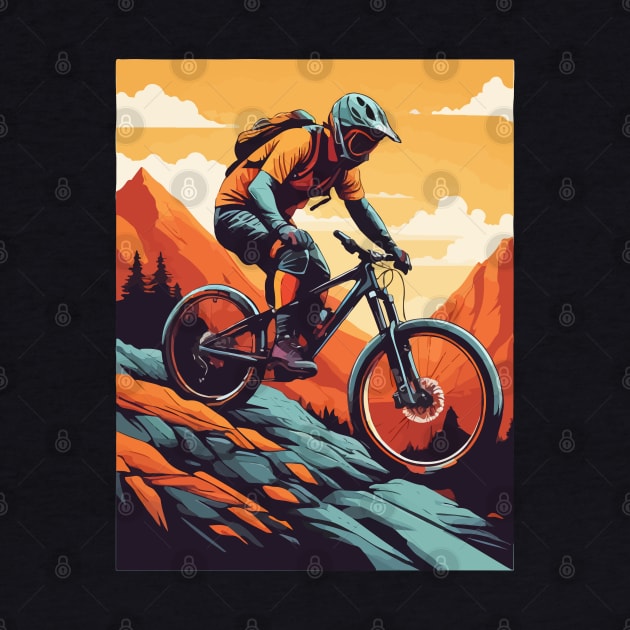 Downhill Mountain Biker Painting by TomFrontierArt